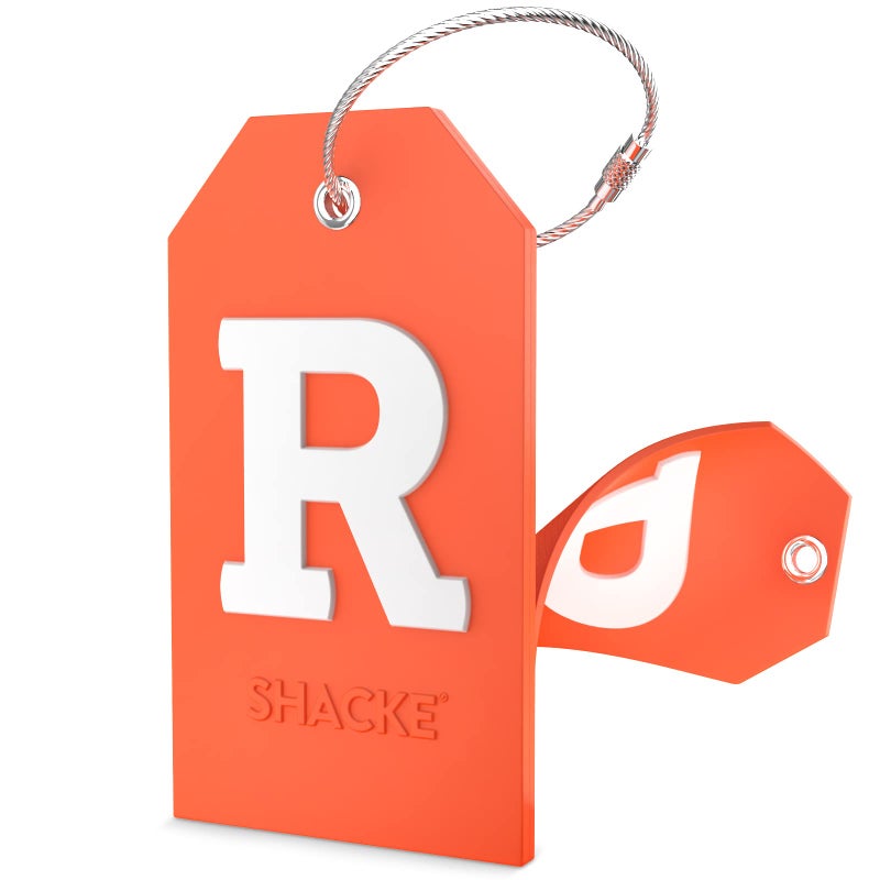 Shacke Initial Luggage Tag with Full Privacy Cover and Stainless Steel Loop â€“ (Letter R) - Image 1